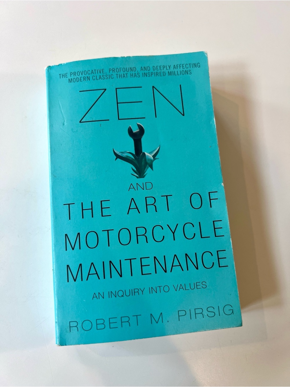 Paperback copy of Zen and the Art of Motorcycle Maintenance